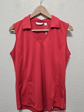 NWT Lady Hagen Red Sleeveless Polo Shirt Size M